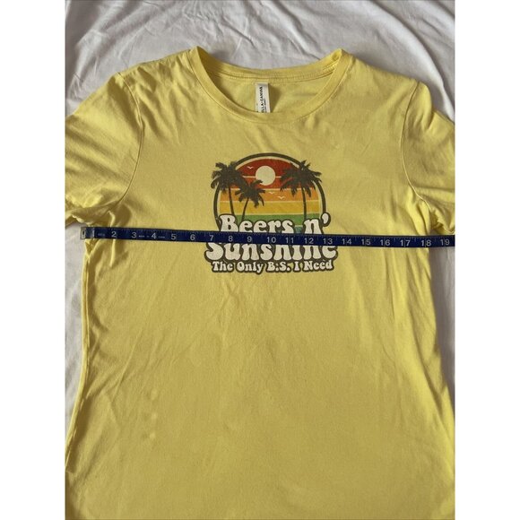 Bella + Canvas Yellow Graphic Tee "Beers N Sunshine The Only B.S. I Need" Airlum - Picture 4 of 11